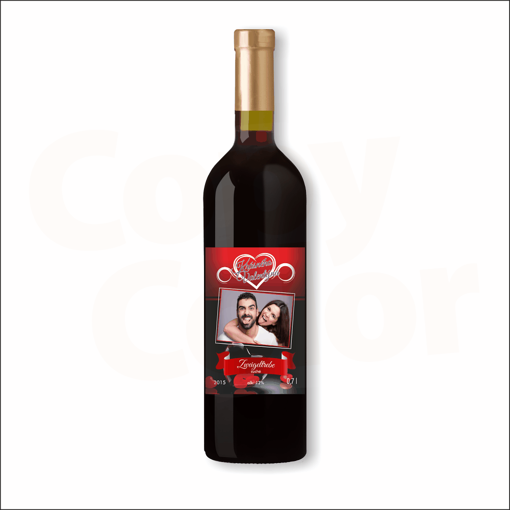 Červené víno s vlastní etiketou VALENTÝN 3 • COPY-COLOR.cz