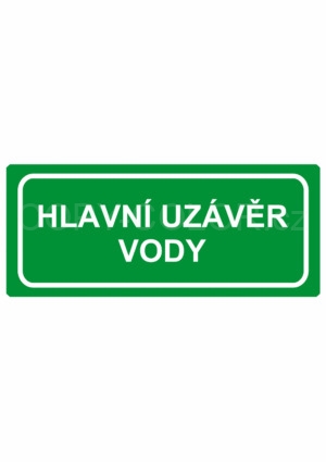 Hlavní uzávěr vody, text - PVC samolepka