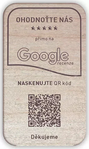 NFC + QR dřevěná destička ke sběru recenzí - Google.com