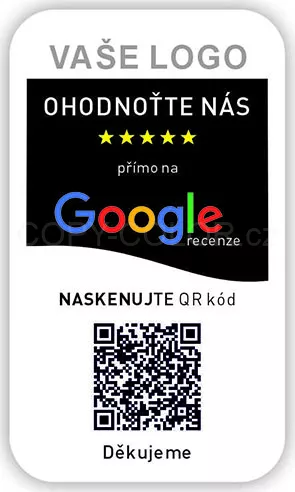 NFC + QR destička ke sběru recenzí - Google.com s vlastním logem