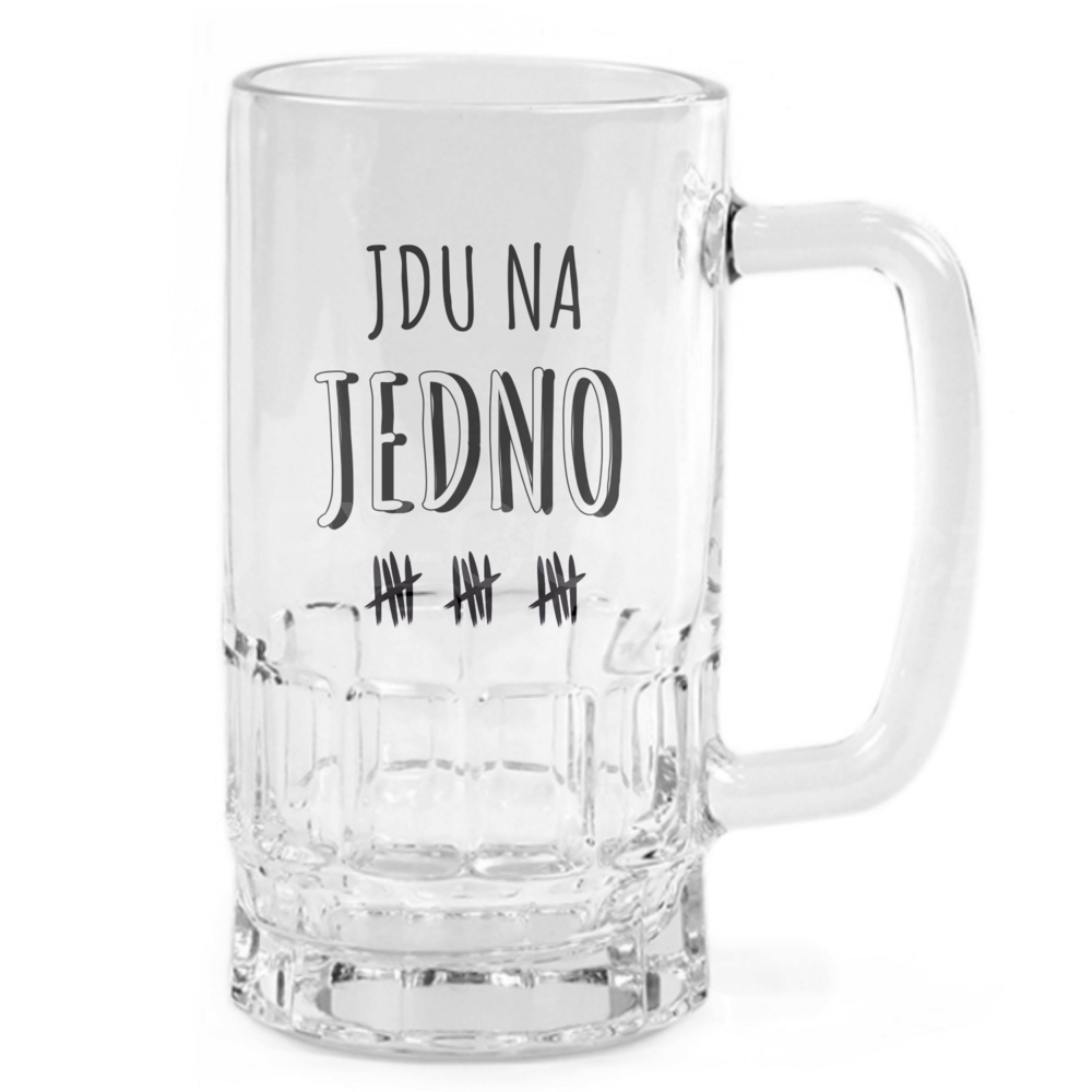 Skleněný ČIRÝ korbel/krýgl s motivem ke DNI OTCŮ