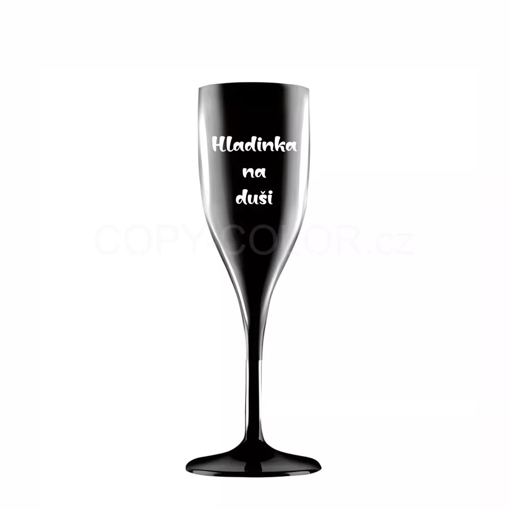Nerozbitná černá sklenička na sekt z tritanu s vlastním potiskem - 150 ml