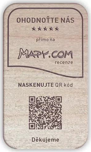 NFC + QR dřevěná destička ke sběru recenzí - Mapy.cz
