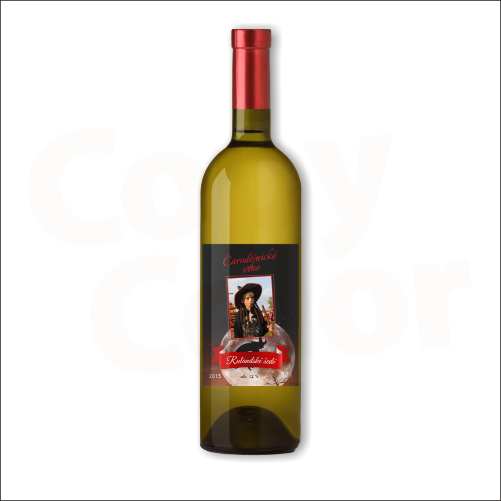 Bílé víno s vlastní etiketou, Etiketa PÁLENÍ ČARODĚJNIC ...