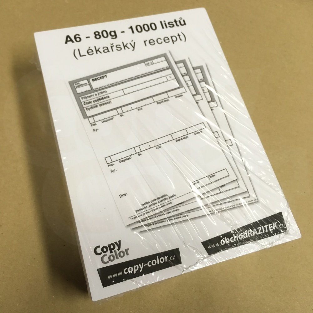 Papír pro tisk receptů A6, 1000 ks • COPY-COLOR.cz