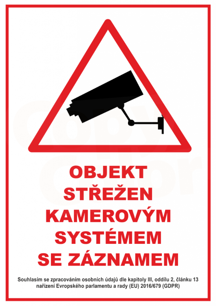 Objekt střežen kamerovým systémem samolepka • COPY-COLOR.cz