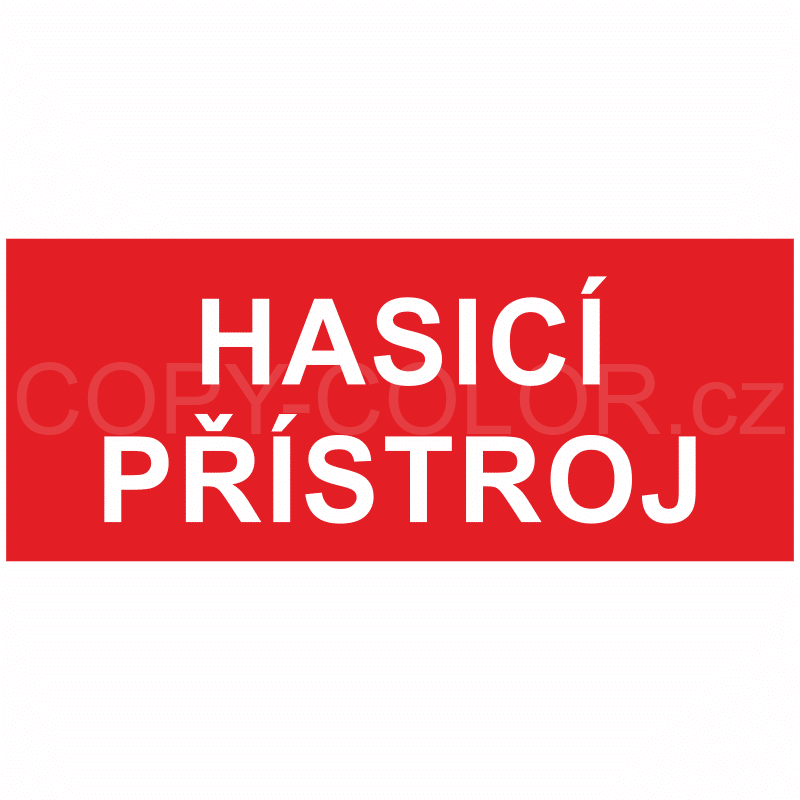 Hasicí přístroj, text - PVC samolepka