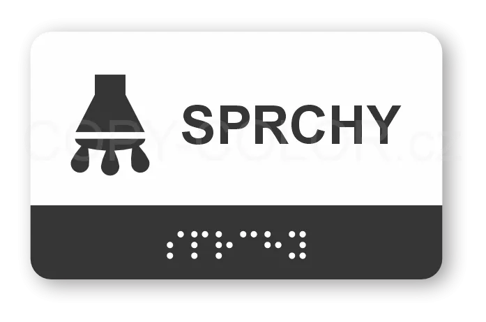Cedulka na dveře pro nevidomé (Braillovo písmo) - SPRCHY - 100x60 mm
