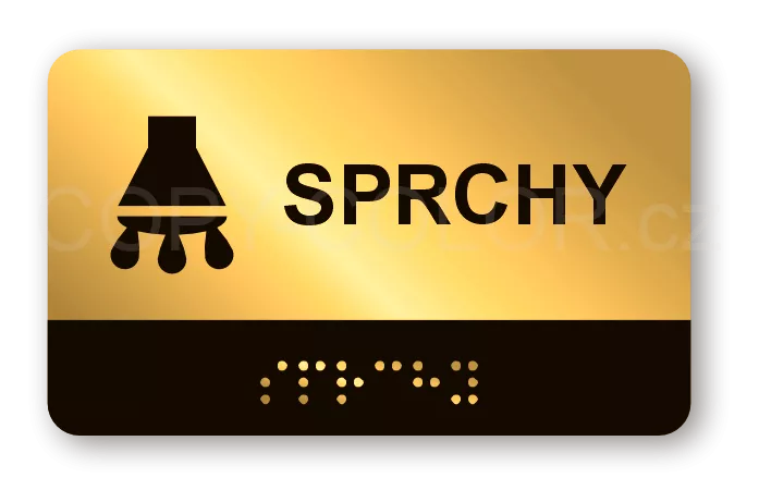 Cedulka na dveře pro nevidomé (Braillovo písmo) - SPRCHY - 100x60 mm