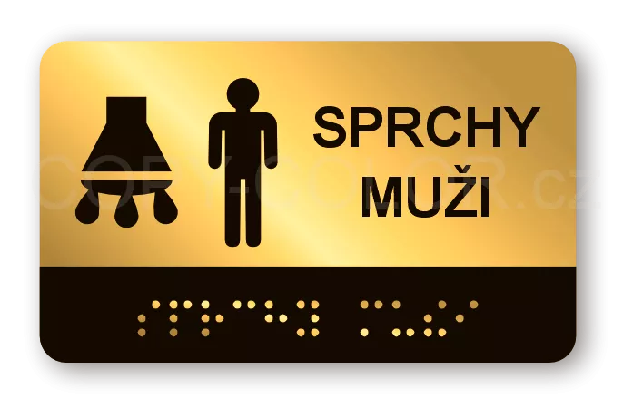 Cedulka na dveře pro nevidomé (Braillovo písmo) - SPRCHY MUŽI - 100x60 mm