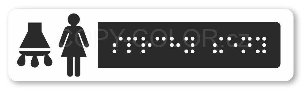 Cedulka na dveře pro nevidomé (Braillovo písmo) - SPRCHY ŽENY - 118x30 mm