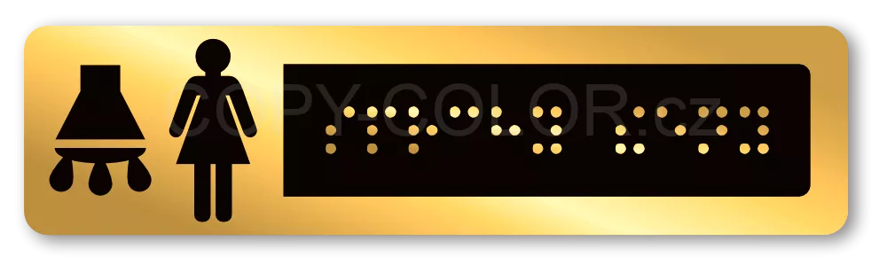Cedulka na dveře pro nevidomé (Braillovo písmo) - SPRCHY ŽENY - 118x30 mm