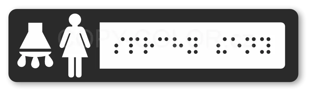 Cedulka na dveře pro nevidomé (Braillovo písmo) - SPRCHY ŽENY - 118x30 mm