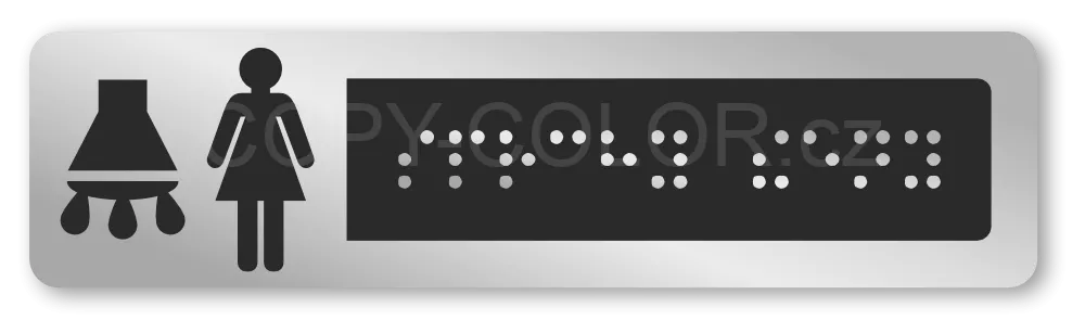 Cedulka na dveře pro nevidomé (Braillovo písmo) - SPRCHY ŽENY - 118x30 mm