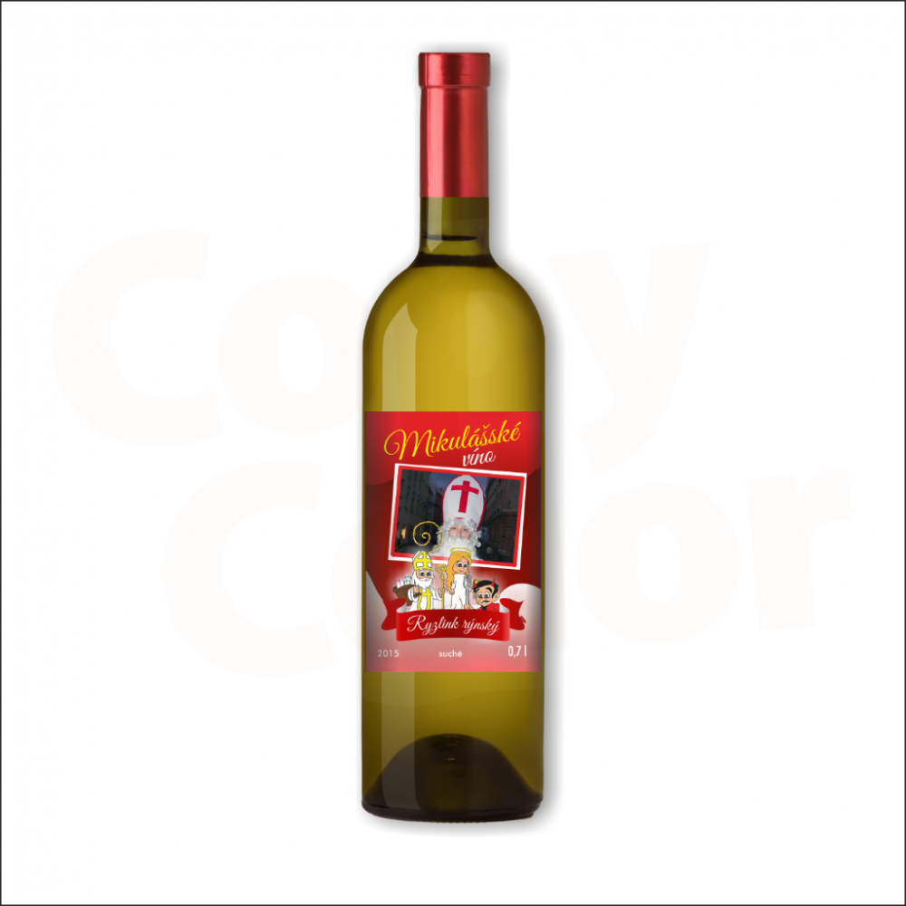 Bílé víno s vlastní etiketou, Etiketa MIKULÁŠ • COPY-COLOR.cz
