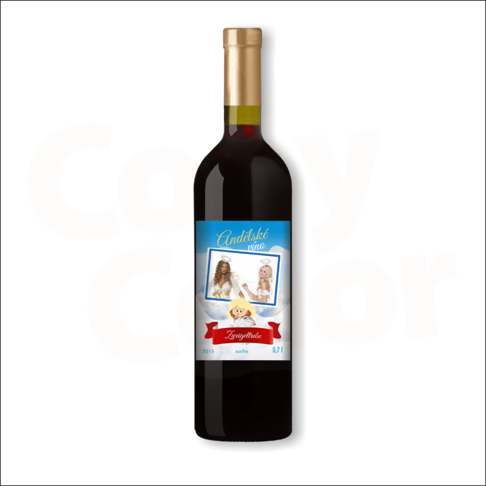 Červené víno s vlastní etiketou ANDĚL • COPY-COLOR.cz