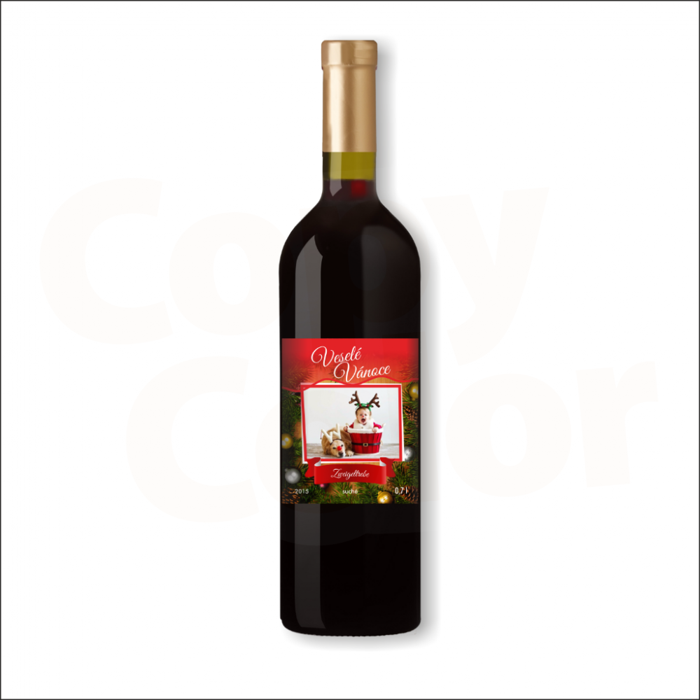 Červené víno s vlastní etiketou VÁNOCE 2 • COPY-COLOR.cz