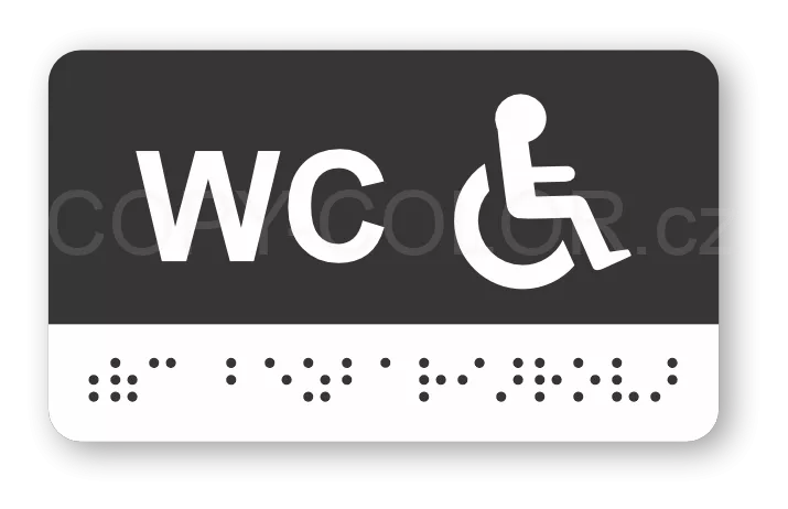 Cedulka na dveře pro nevidomé (Braillovo písmo) - WC bezbariérové - 100x60 mm