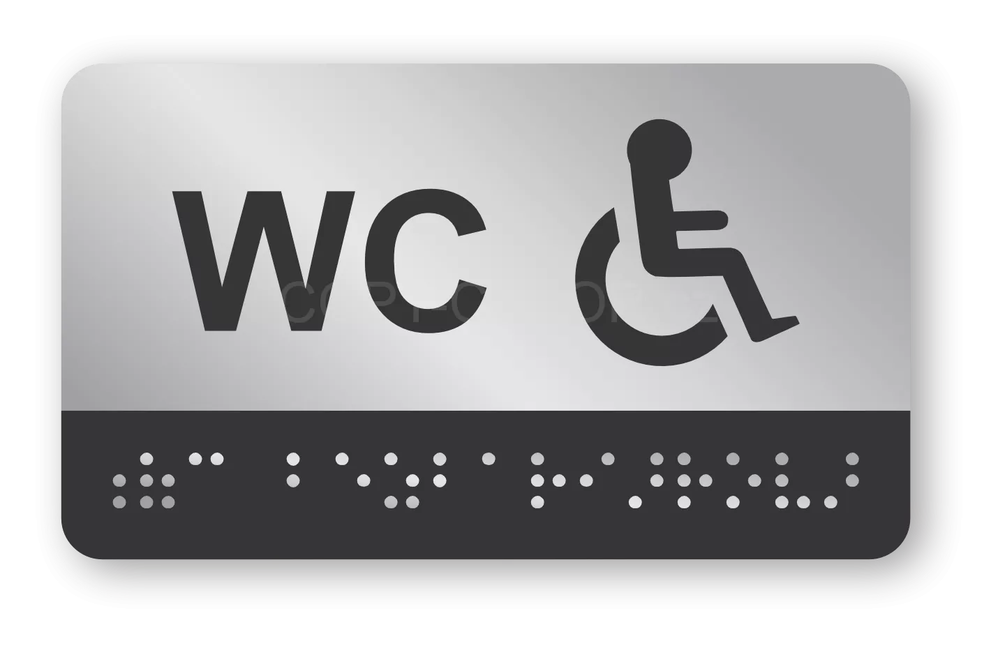 Cedulka na dveře pro nevidomé (Braillovo písmo) - WC bezbariérové - 100x60 mm