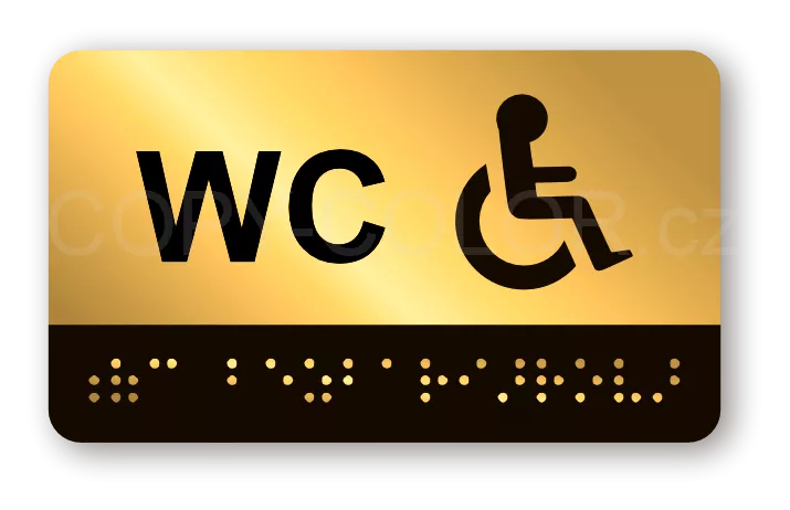 Cedulka na dveře pro nevidomé (Braillovo písmo) - WC bezbariérové - 100x60 mm