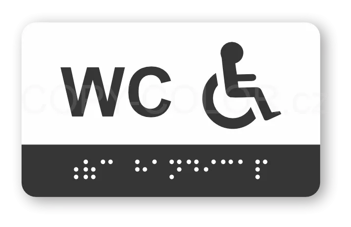 Cedulka na dveře pro nevidomé (Braillovo písmo) - WC handicap - 100x60 mm