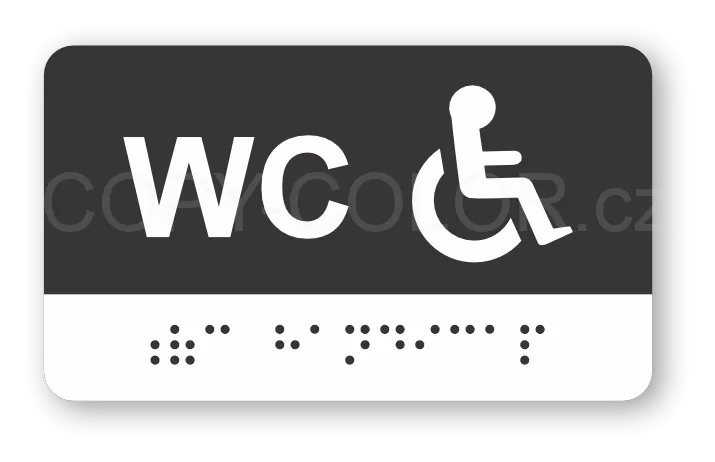 Cedulka na dveře pro nevidomé (Braillovo písmo) - WC handicap - 100x60 mm