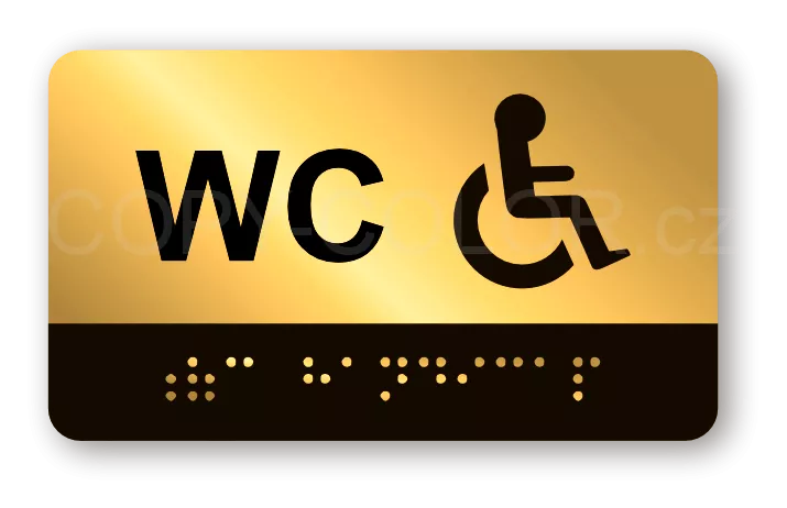 Cedulka na dveře pro nevidomé (Braillovo písmo) - WC handicap - 100x60 mm