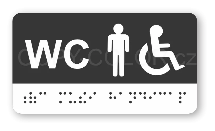 Cedulka na dveře pro nevidomé (Braillovo písmo) - WC muži handicap 