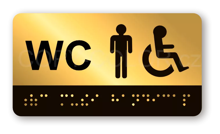 Cedulka na dveře pro nevidomé (Braillovo písmo) - WC muži handicap 