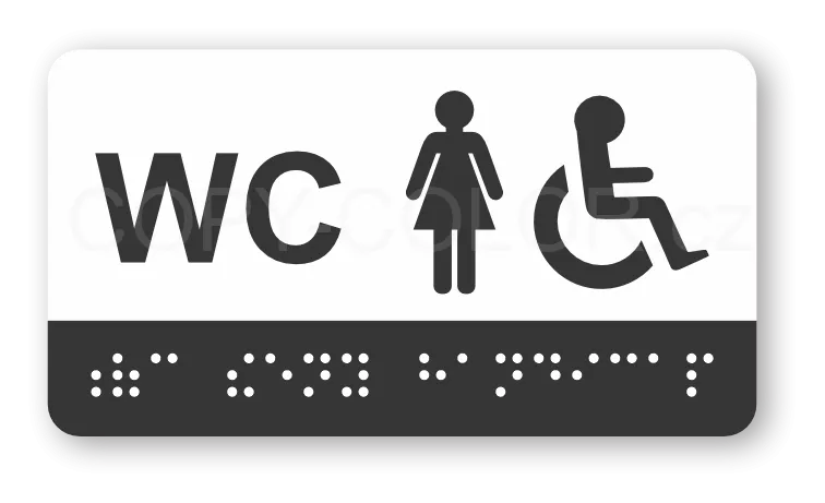 Cedulka na dveře pro nevidomé (Braillovo písmo) - WC ženy handicap