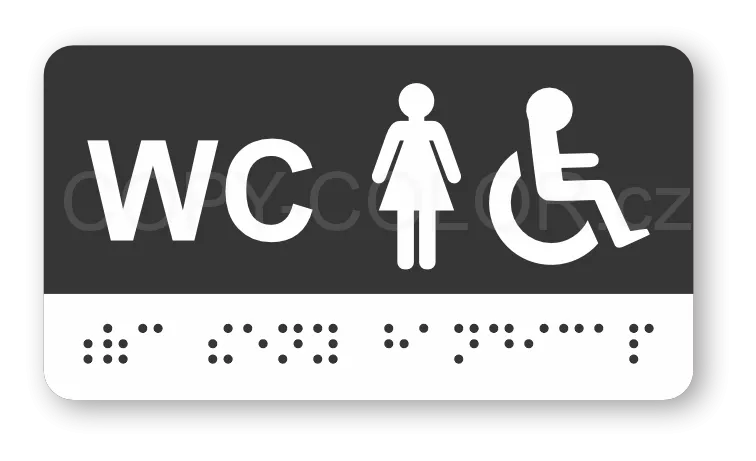 Cedulka na dveře pro nevidomé (Braillovo písmo) - WC ženy handicap