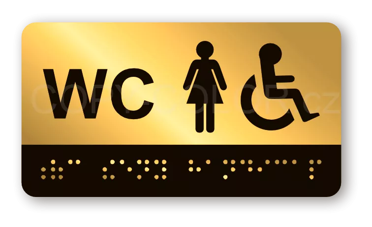 Cedulka na dveře pro nevidomé (Braillovo písmo) - WC ženy handicap