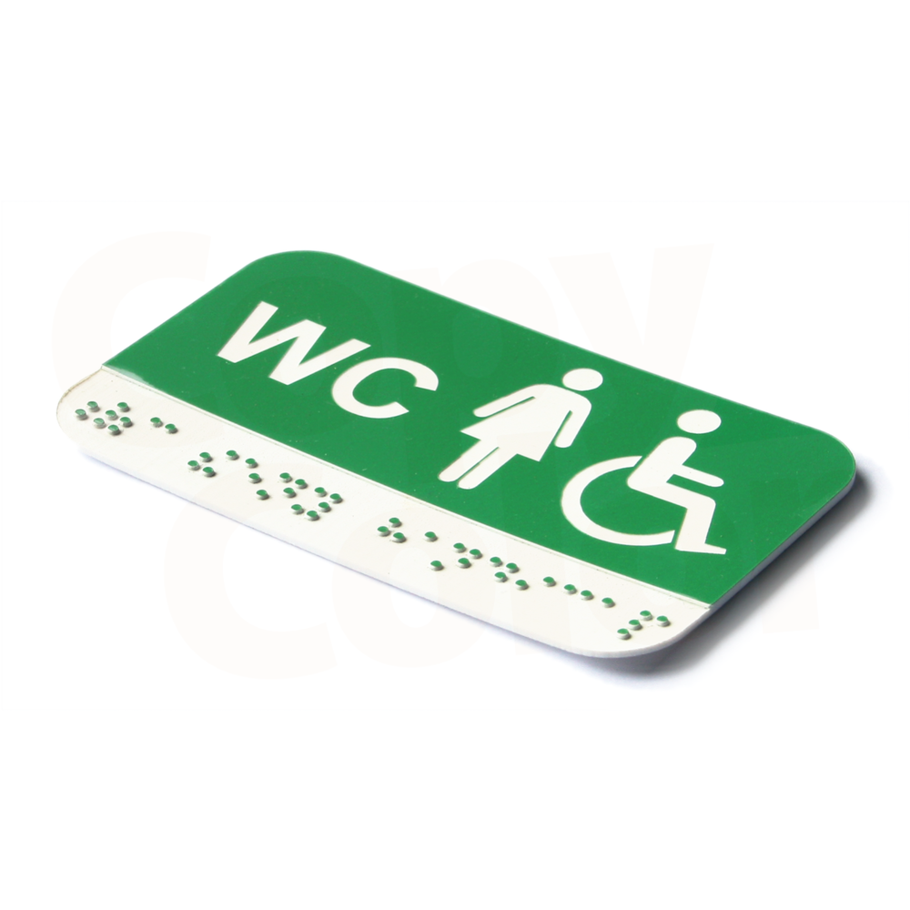 Braillovo písmo - WC ženy handicap - 100x60mm - ZELENÁ