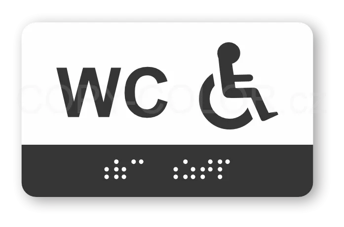 Cedulka na dveře pro nevidomé (Braillovo písmo) - WC ZTP - 100x60 mm