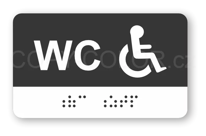 Cedulka na dveře pro nevidomé (Braillovo písmo) - WC ZTP - 100x60 mm