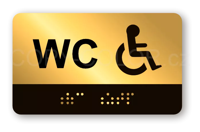 Cedulka na dveře pro nevidomé (Braillovo písmo) - WC ZTP - 100x60 mm