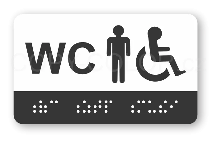 Cedulka na dveře pro nevidomé (Braillovo písmo) - WC ZTP MUŽI