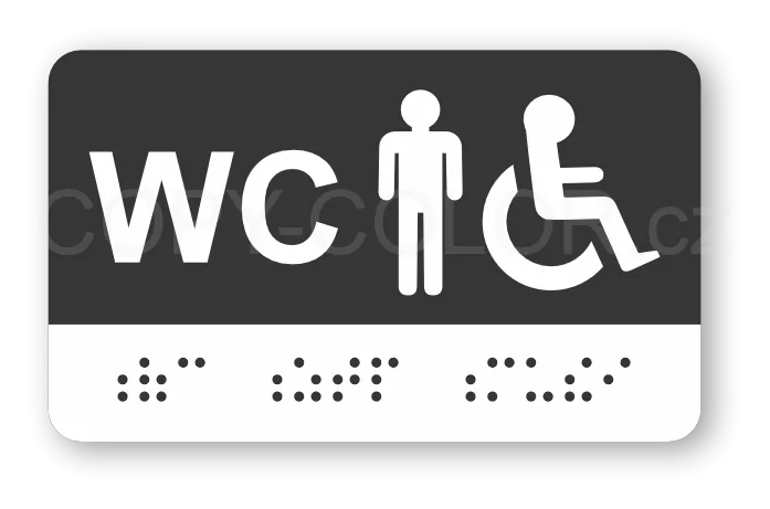 Cedulka na dveře pro nevidomé (Braillovo písmo) - WC ZTP MUŽI