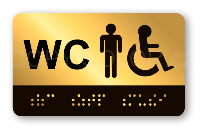Cedulka na dveře pro nevidomé (Braillovo písmo) - WC ZTP MUŽI