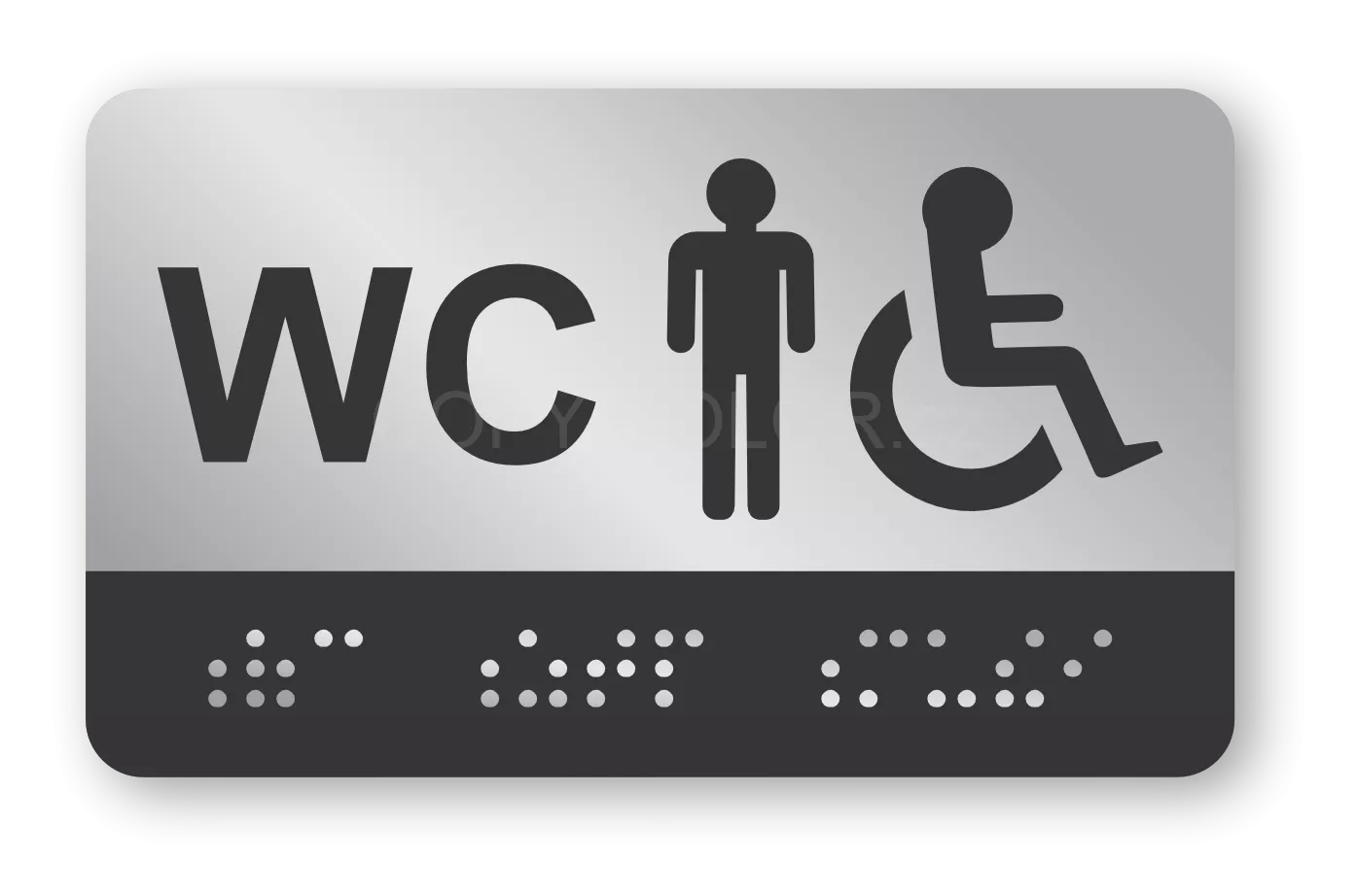 Cedulka na dveře pro nevidomé (Braillovo písmo) - WC ZTP MUŽI
