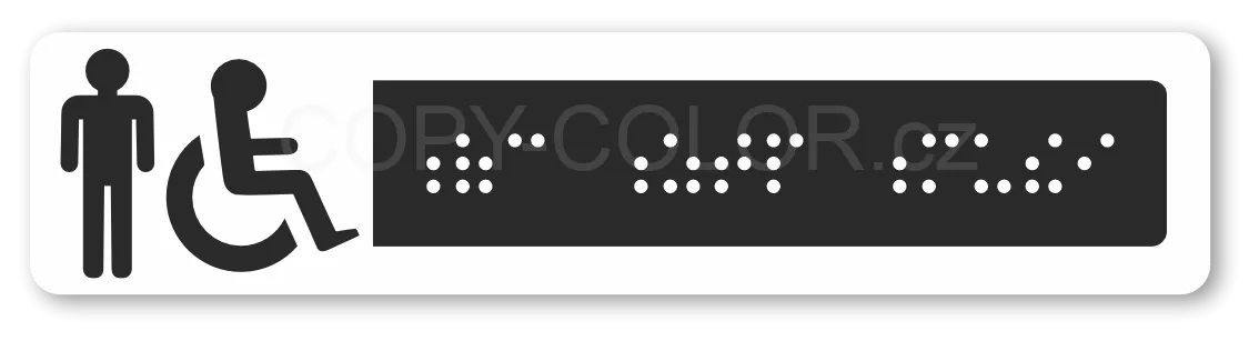 Cedulka na dveře pro nevidomé (Braillovo písmo) - WC ZTP muži - 135x30 mm