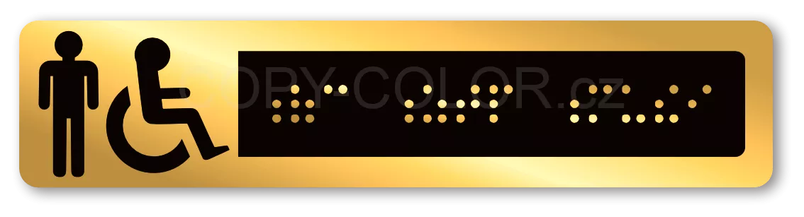 Cedulka na dveře pro nevidomé (Braillovo písmo) - WC ZTP muži - 135x30 mm