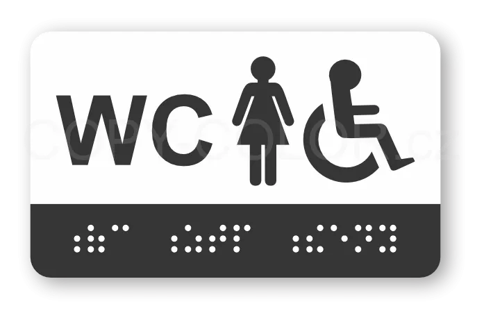 Cedulka na dveře pro nevidomé (Braillovo písmo) - WC ZTP ŽENY