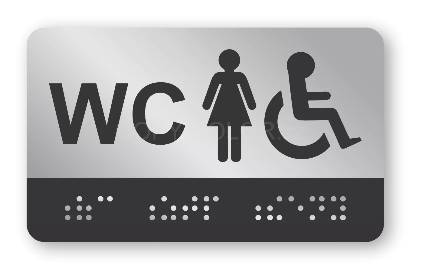 Cedulka na dveře pro nevidomé (Braillovo písmo) - WC ZTP ŽENY