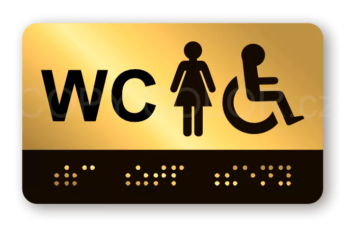 Cedulka na dveře pro nevidomé (Braillovo písmo) - WC ZTP ŽENY