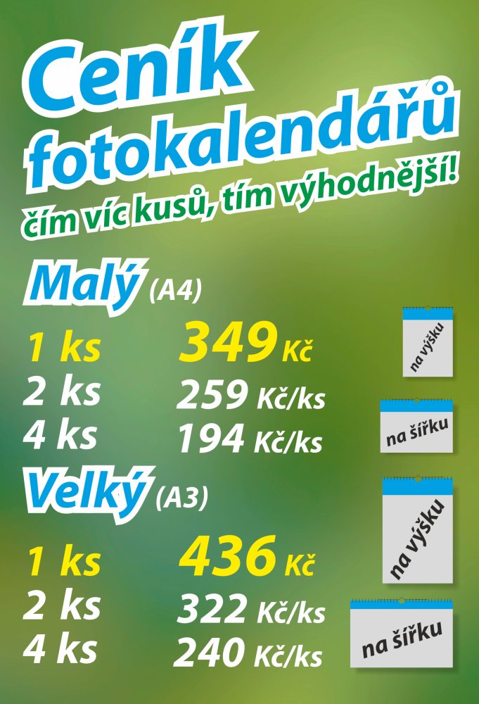 velikosti a ceny fotokalendářů • COPY-COLOR.cz