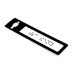 CEDULKA NA DVEŘE PRO NEVIDOMÉ (Braillovo písmo) - WC ženy - 105x25mm - ČERNÁ
