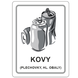 "KOVY- Plechovky, hliník" - Samolepka na popelnice